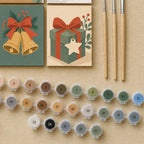 Farben, Holzgriffpinsel und nummerierte Adventszauber-Leinwand