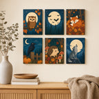 Das komplette Wald-Miniset in einer Wohnszene, sechs Motive