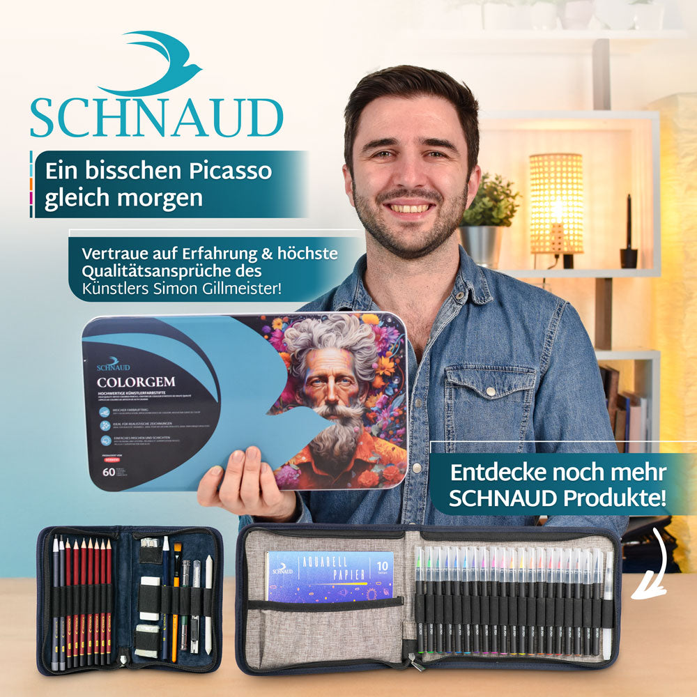 Colorgem 60 Farben Künstler-Buntstifte Set Zeichenset Schnaud
