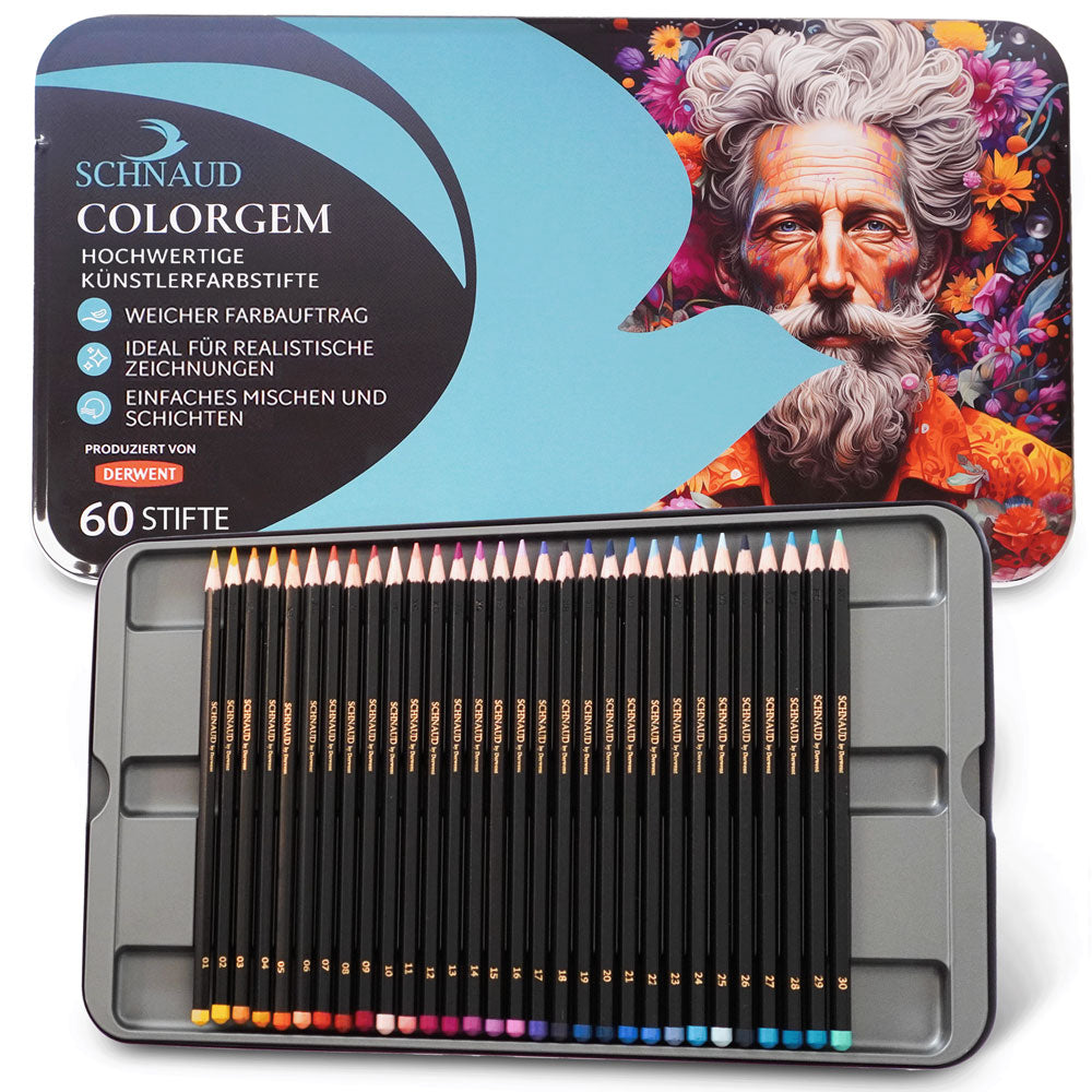 Colorgem 60 Farben Künstler-Buntstifte Set Zeichenset Schnaud