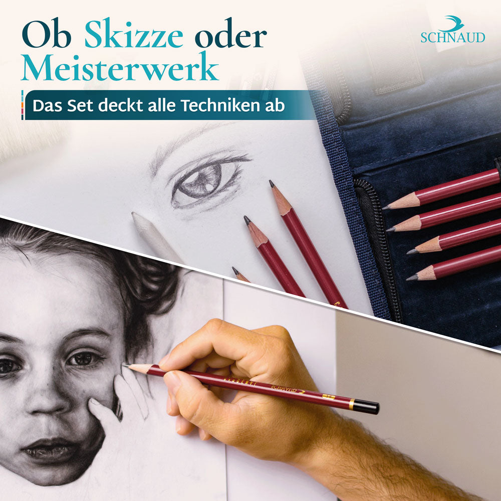 Zeichenset: Zeichenstifte H4 – B12 Zeichnen Schnaud